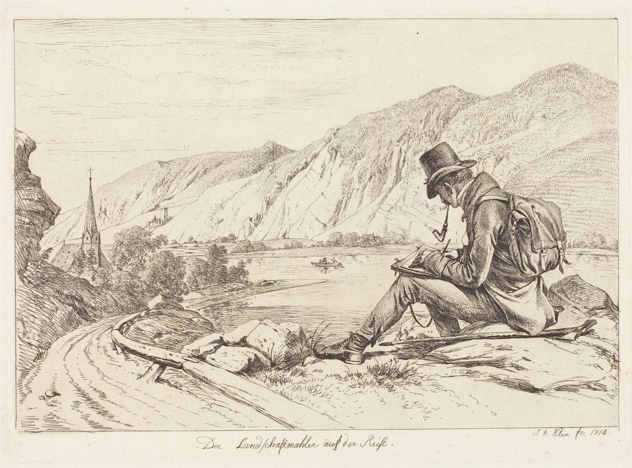 Malarz pejzażysta w podróży (The Landscape Painter on Tour) autorstwa Johann Adam Klein