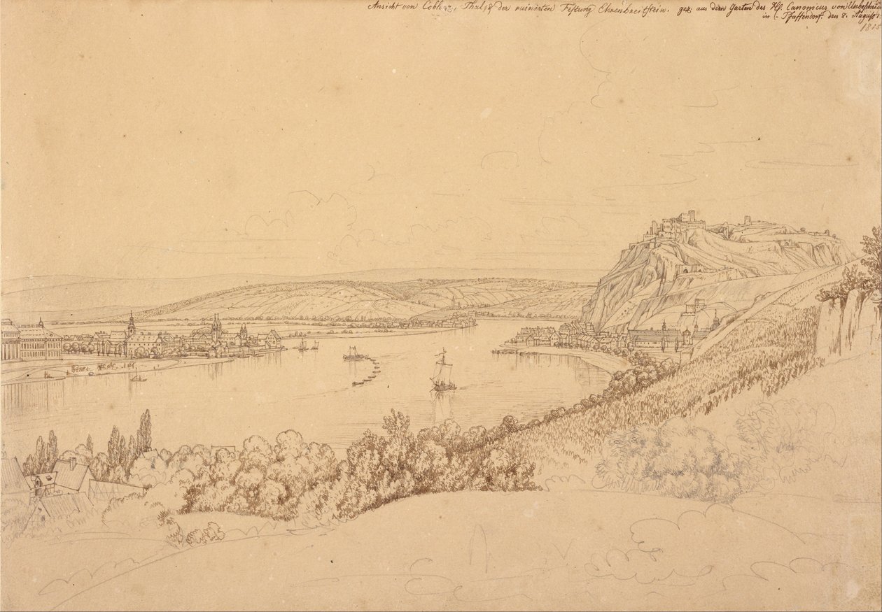 Twierdza Ehrenbreitstein autorstwa Johann Adam Klein