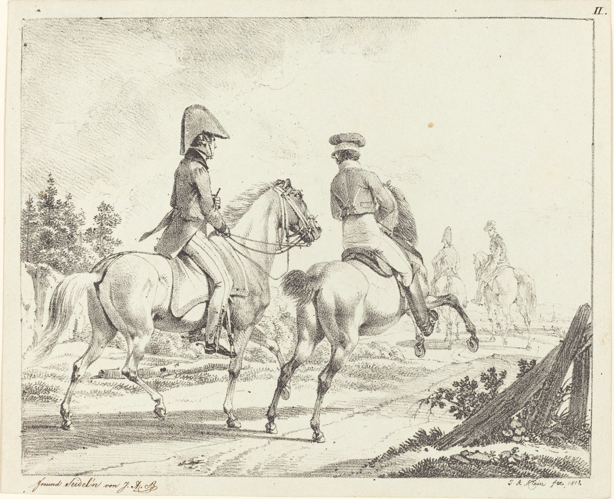 Uczniowie Erlangen na koniu autorstwa Johann Adam Klein