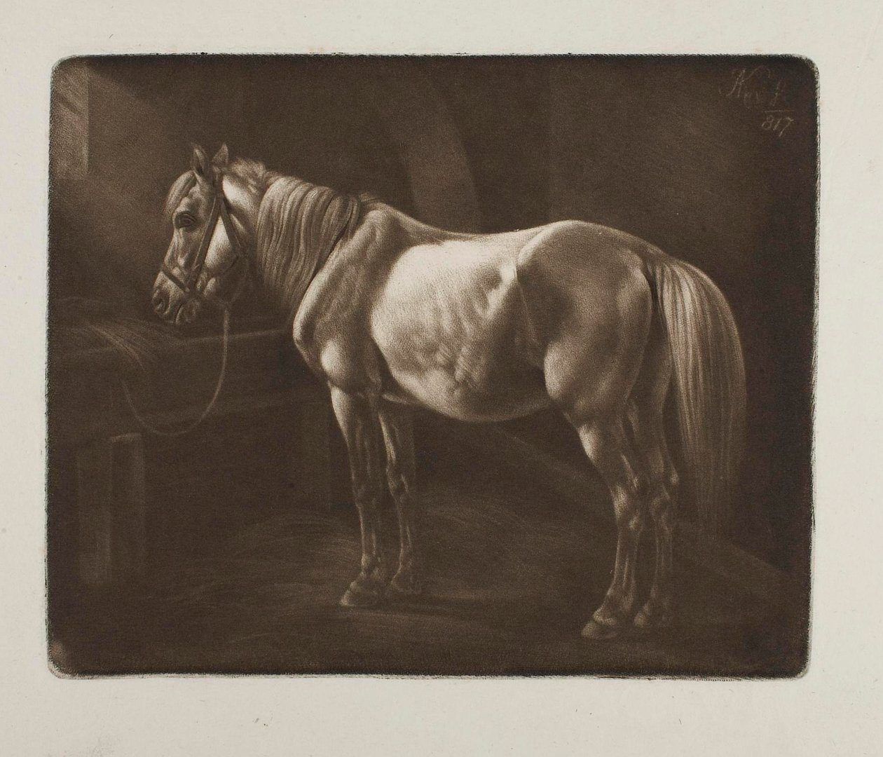 Koń przy żłobie autorstwa Johann Adam Klein
