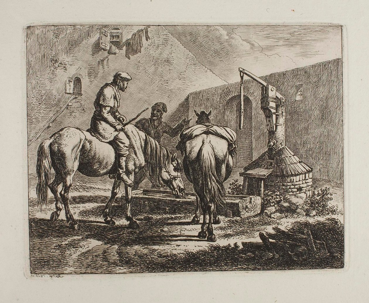 Konie przy studni autorstwa Johann Adam Klein