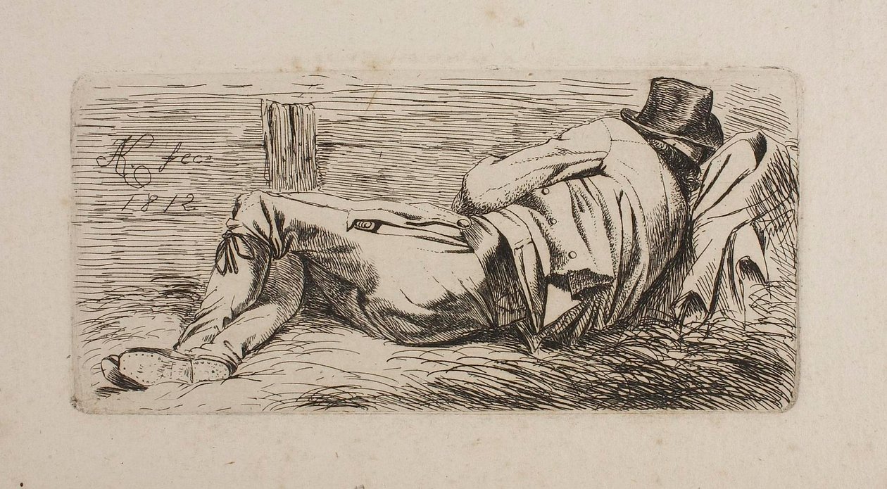 Śpiący mężczyzna na noszach autorstwa Johann Adam Klein