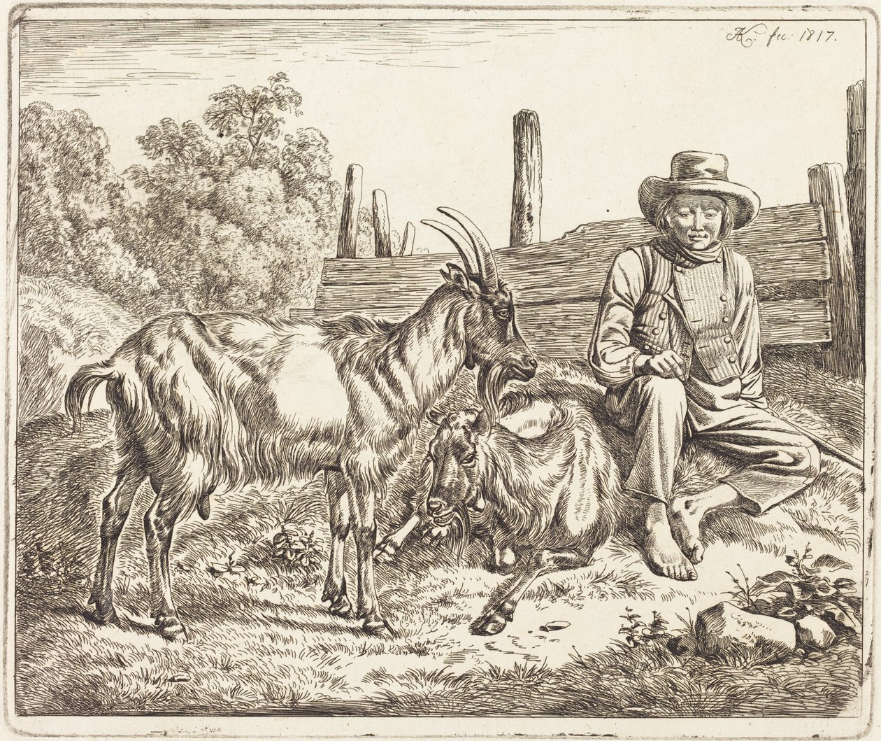 Pastuszek z dwiema kozami autorstwa Johann Adam Klein