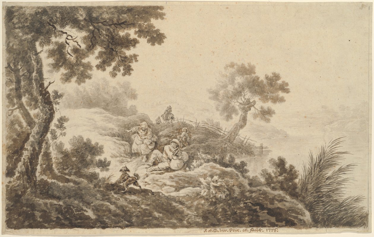 Krajobraz z podróżnikami autorstwa Johann Albrecht Dietzsch