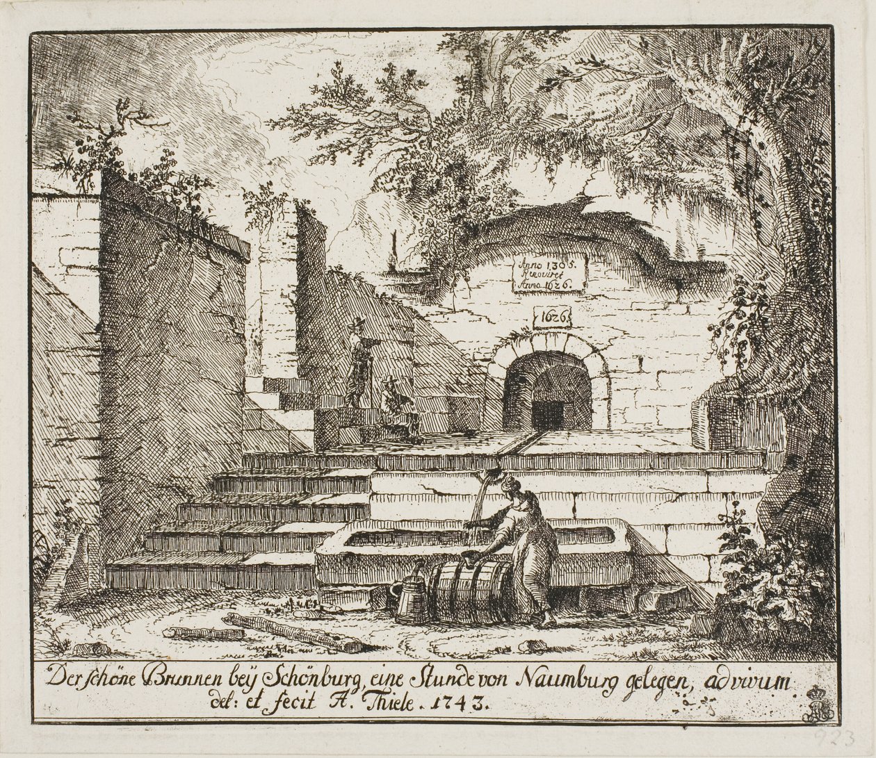 Piękna fontanna w pobliżu Schönburg autorstwa Johann Alexander Thiele