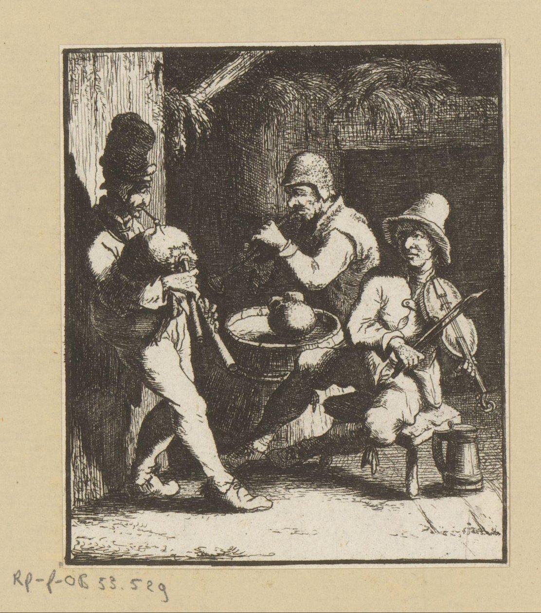Trzech muzykujących mężczyzn autorstwa Johann Andreas Benjamin Nothnagel (possibly)