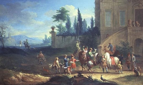 Hawking Party (jeden z pary) autorstwa Johann Andreas Graff