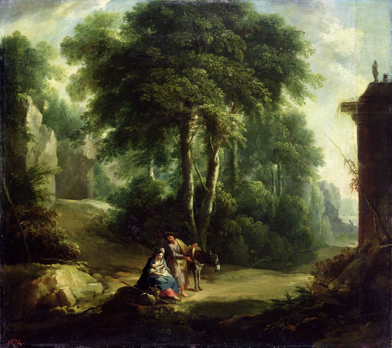Odpocznij w ucieczce do Egiptu, 1874 autorstwa Johann Andreas Herrlein