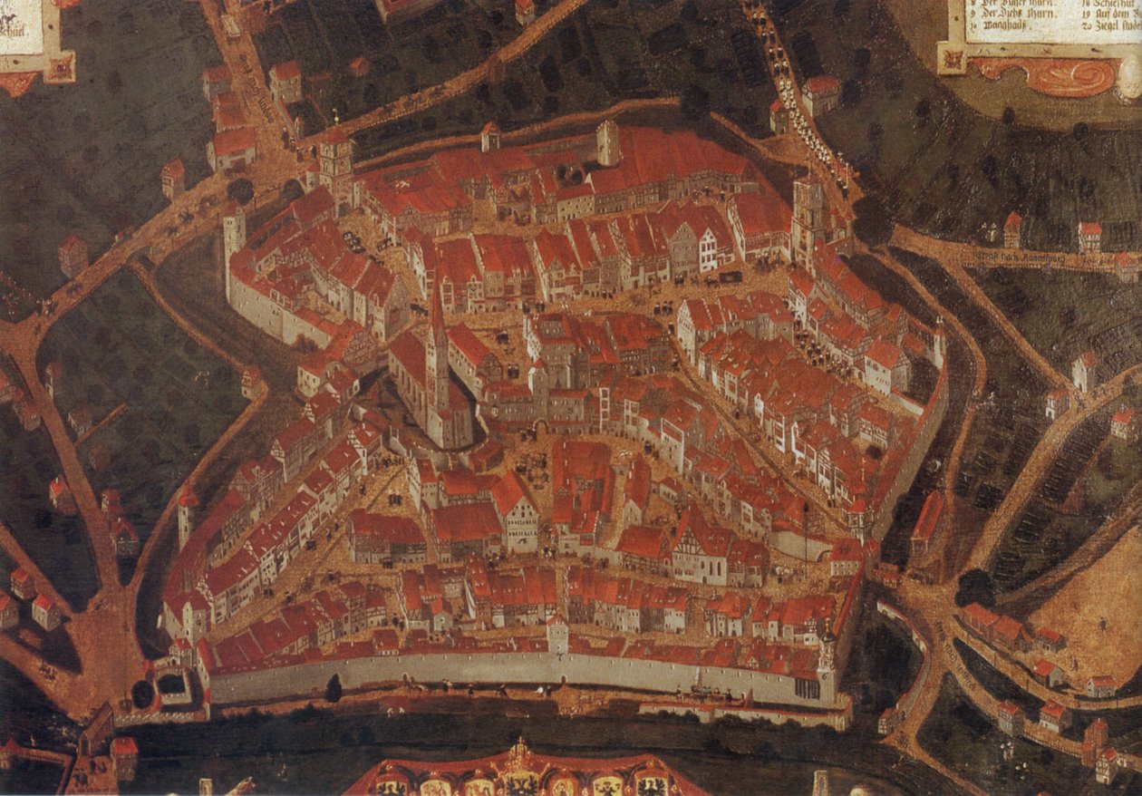 Widok na miasto Wangen (Allgäu); Policzki ratusza autorstwa Johann Andreas Rauch
