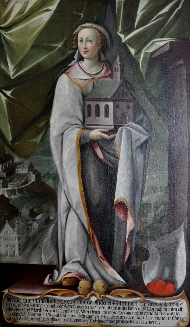 Niemcy: Hatta von Hohenwart, żona Heinricha von Altdorf, założyciela klasztoru w Altdorfie około 935 r. autorstwa Johann Andreas Rauch