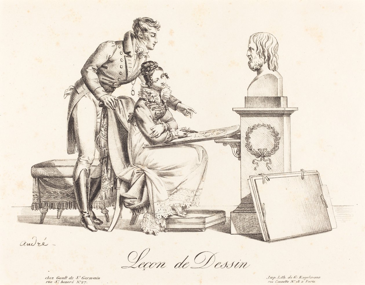 Lekcja rysunku Lekcja rysunku. autorstwa Johann Anton André