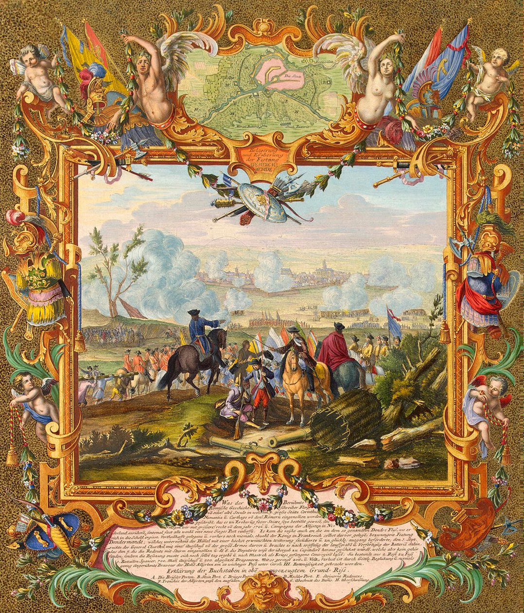 Zdobycie twierdzy Audenarde przez wojska alianckie w 1708 r., początek XVIII wieku. autorstwa Johann August Corvinus
