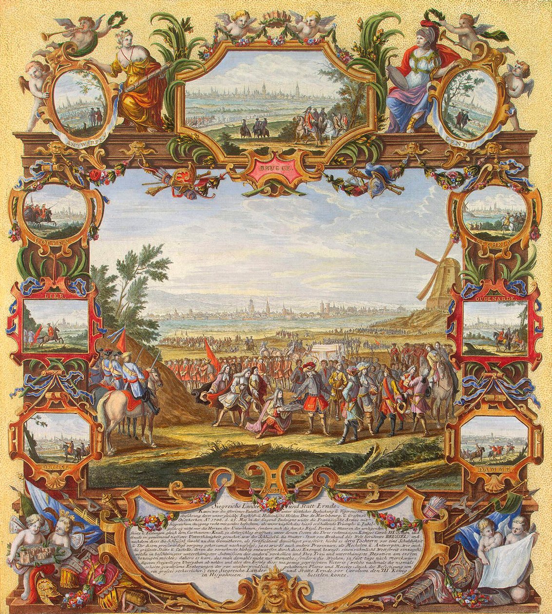 Zdobycie francuskiej fortecy Menin przez wojska alianckie w 1706, początek XVIII wieku. autorstwa Johann August Corvinus