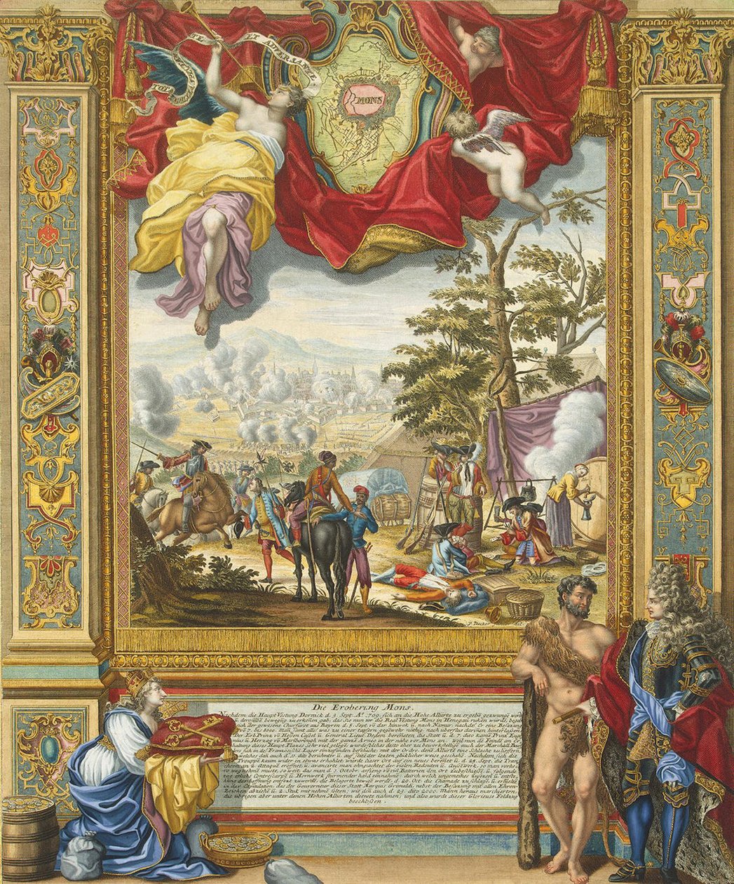 Oblężenie Mons przez wojska alianckie w 1709 r., początek XVIII wieku. autorstwa Johann August Corvinus