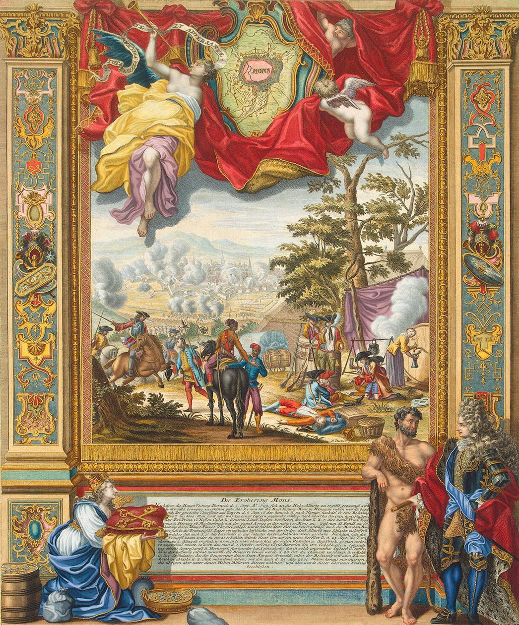 Oblężenie Mons przez wojska alianckie w 1709 r., początek XVIII wieku. autorstwa Johann August Corvinus