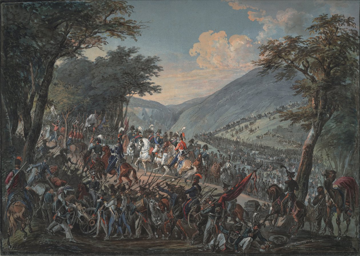 Cesarz Aleksander I i jego świta przeszli przez Wogezy w lipcu 1815, 1825 autorstwa Johann Baptist Hoechle
