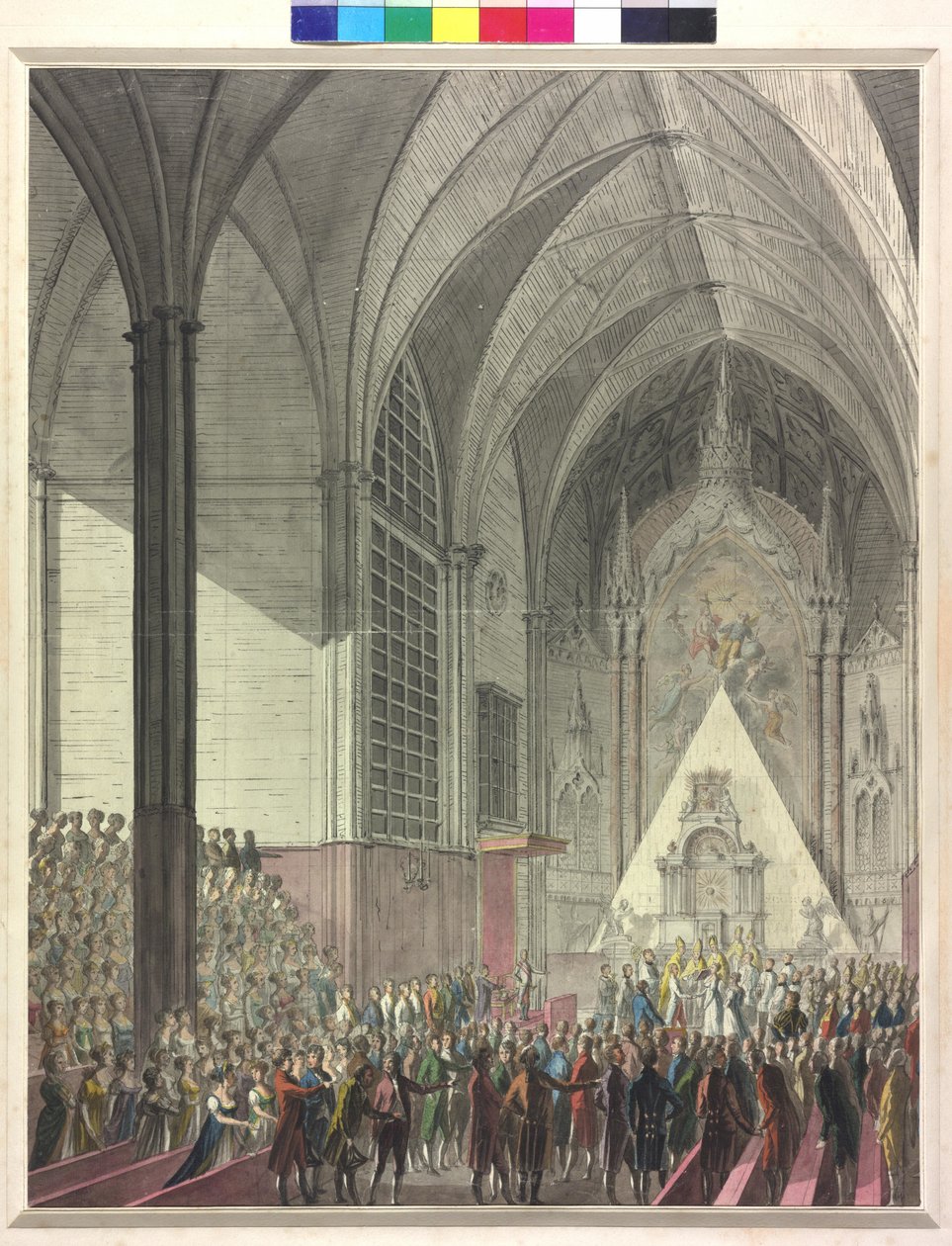 Ceremonia zaślubin arcyksiężnej Marii Ludwiki z cesarzem Napoleonem I (akwarela) autorstwa Johann Baptist Hoechle