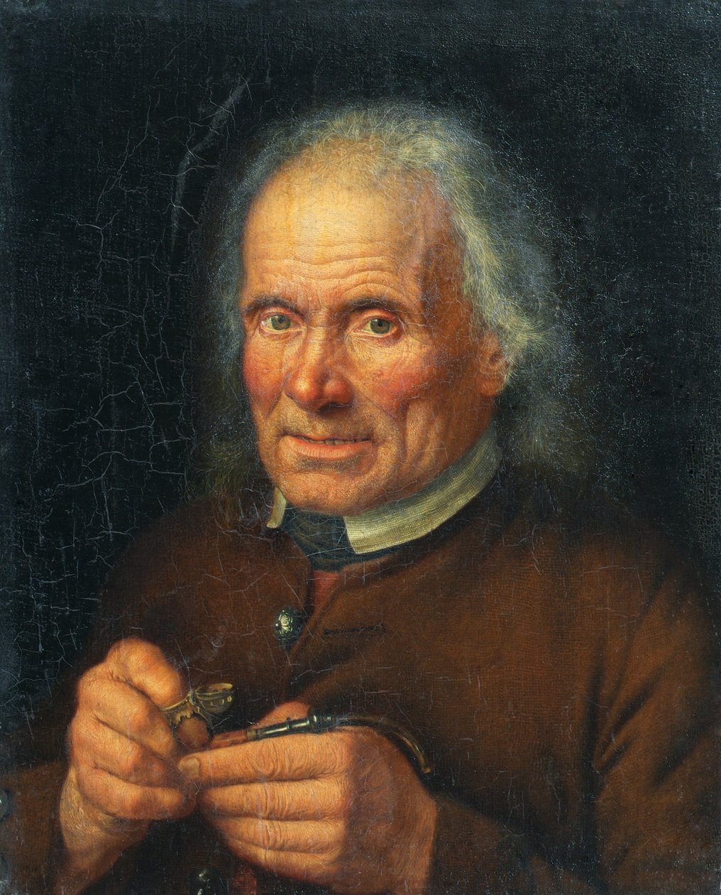 Stary chłop napełnia fajkę autorstwa Johann Baptist Höchle
