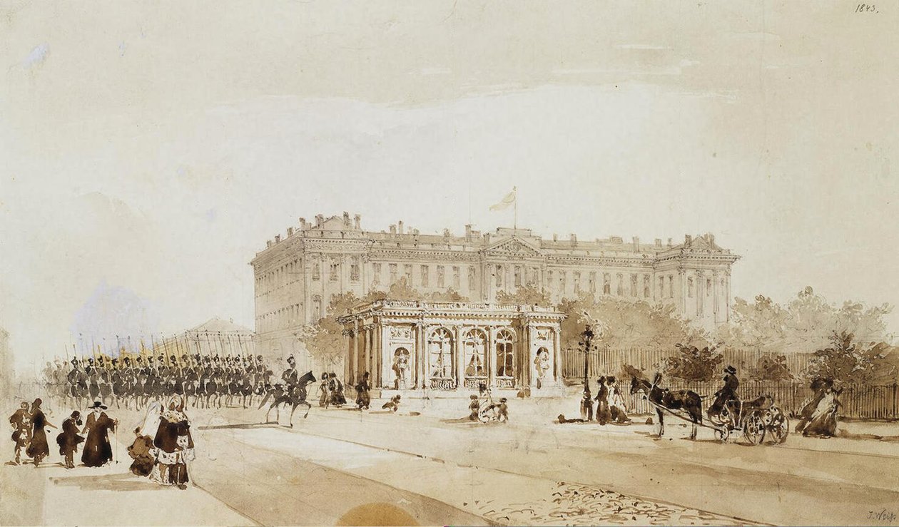 Widok pałacu Aniczkowa w Petersburgu, 1843 autorstwa Johann Baptist Weiss
