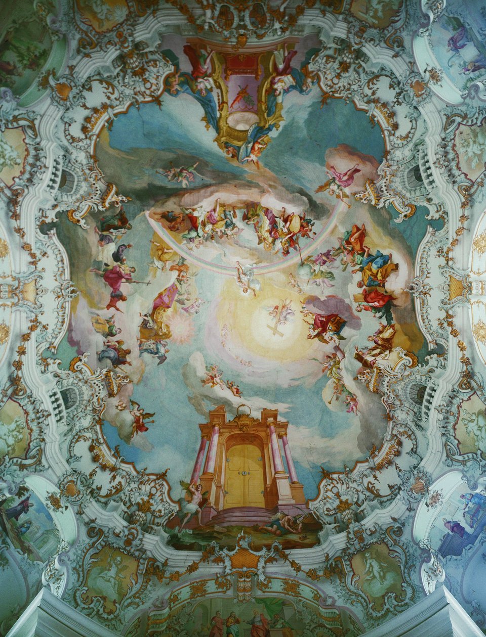 Centralny fresk w kościele w Wies, Bawaria ... (fresk) autorstwa Johann Baptist Zimmermann
