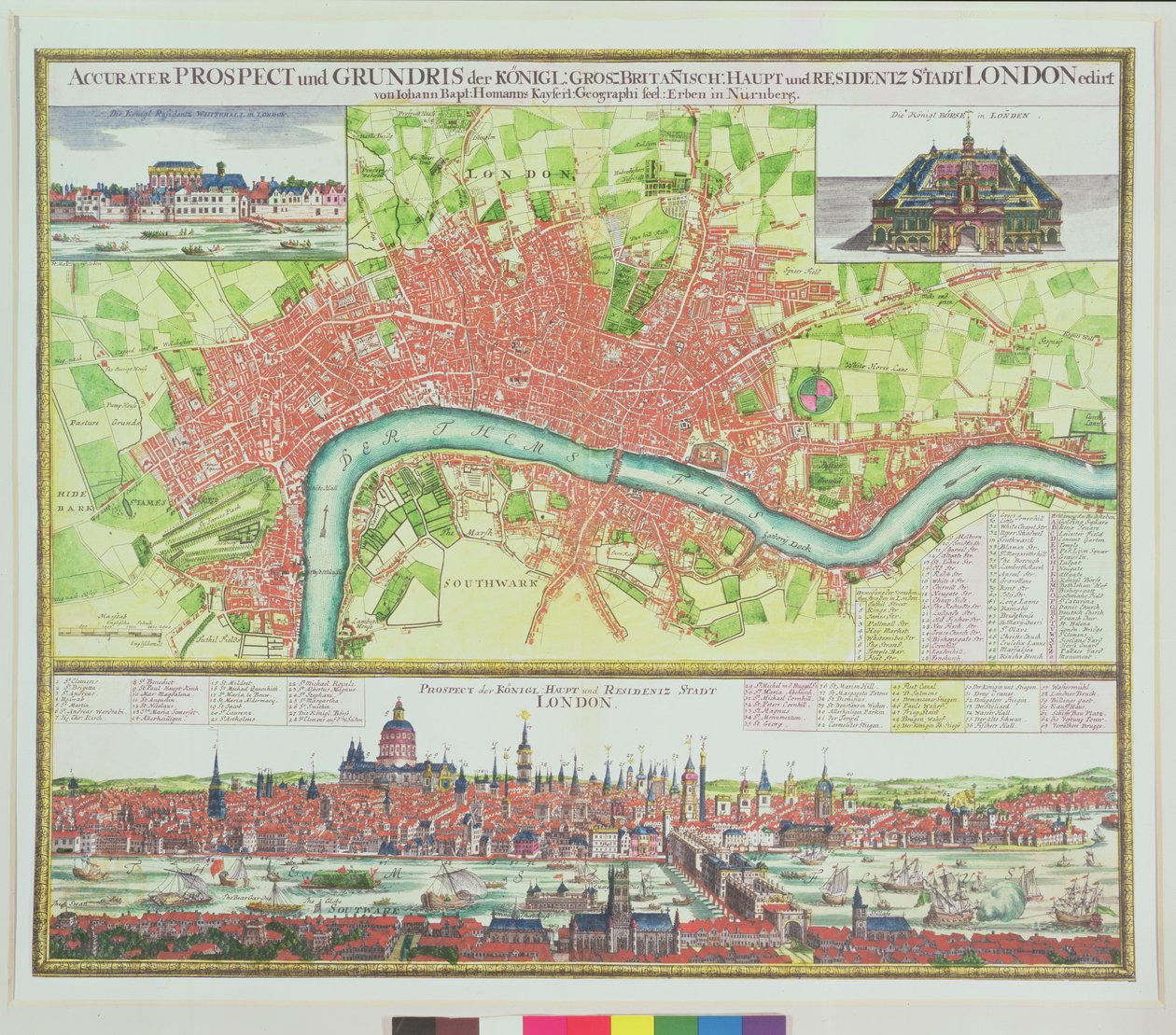 Lotnicza mapa Londynu i widok na Tamizę z South Bank, z St. Paul