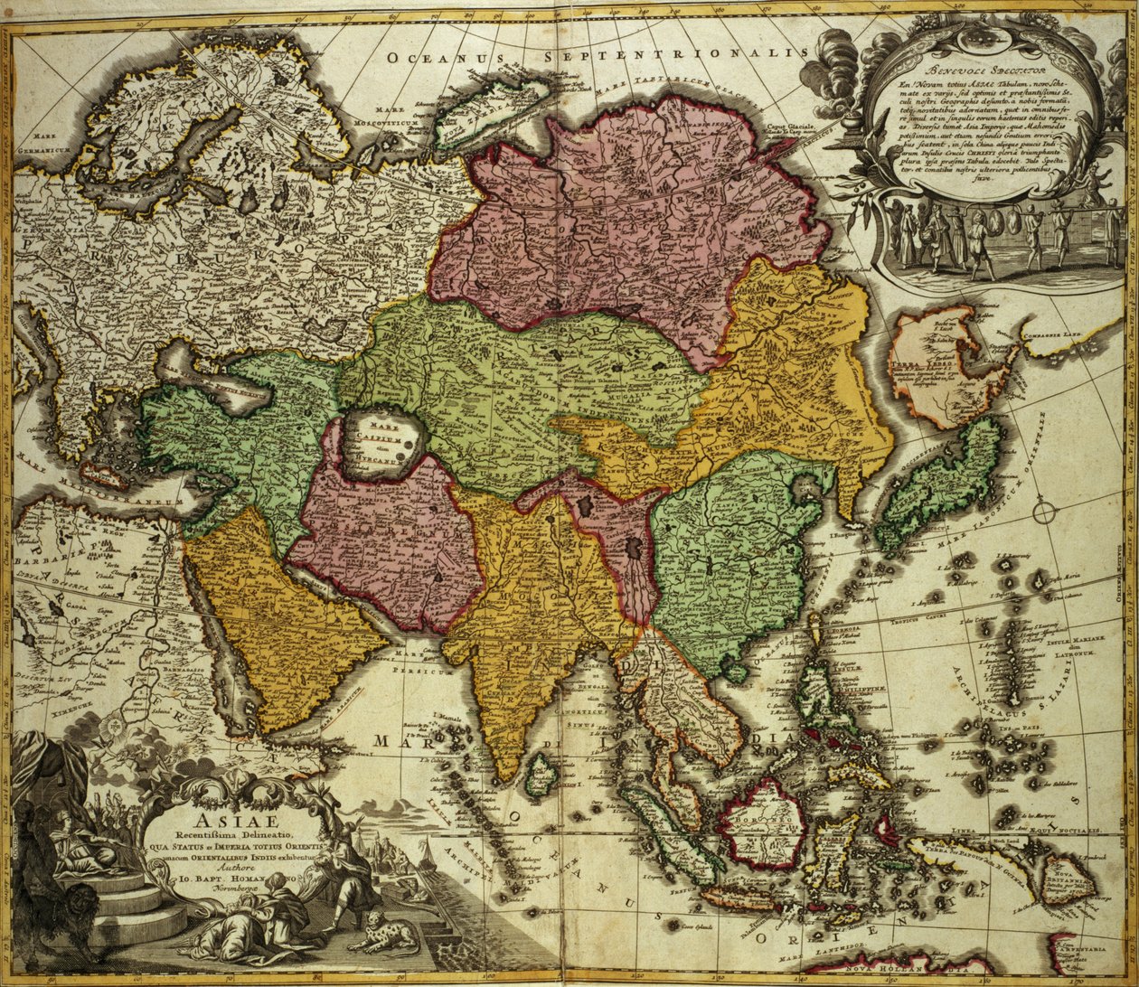 Mapa Azji, Norymberga, ok. 1730 r. autorstwa Johann Baptista Homann