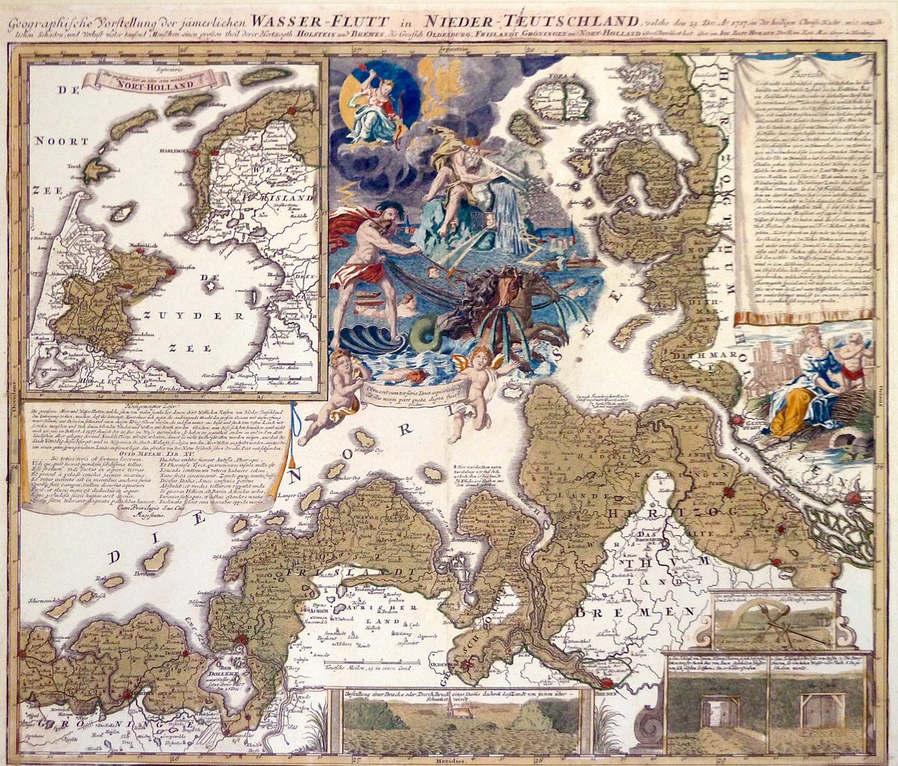 Mapa potopu bożonarodzeniowego z 1717 r. autorstwa Johann Baptista Homann