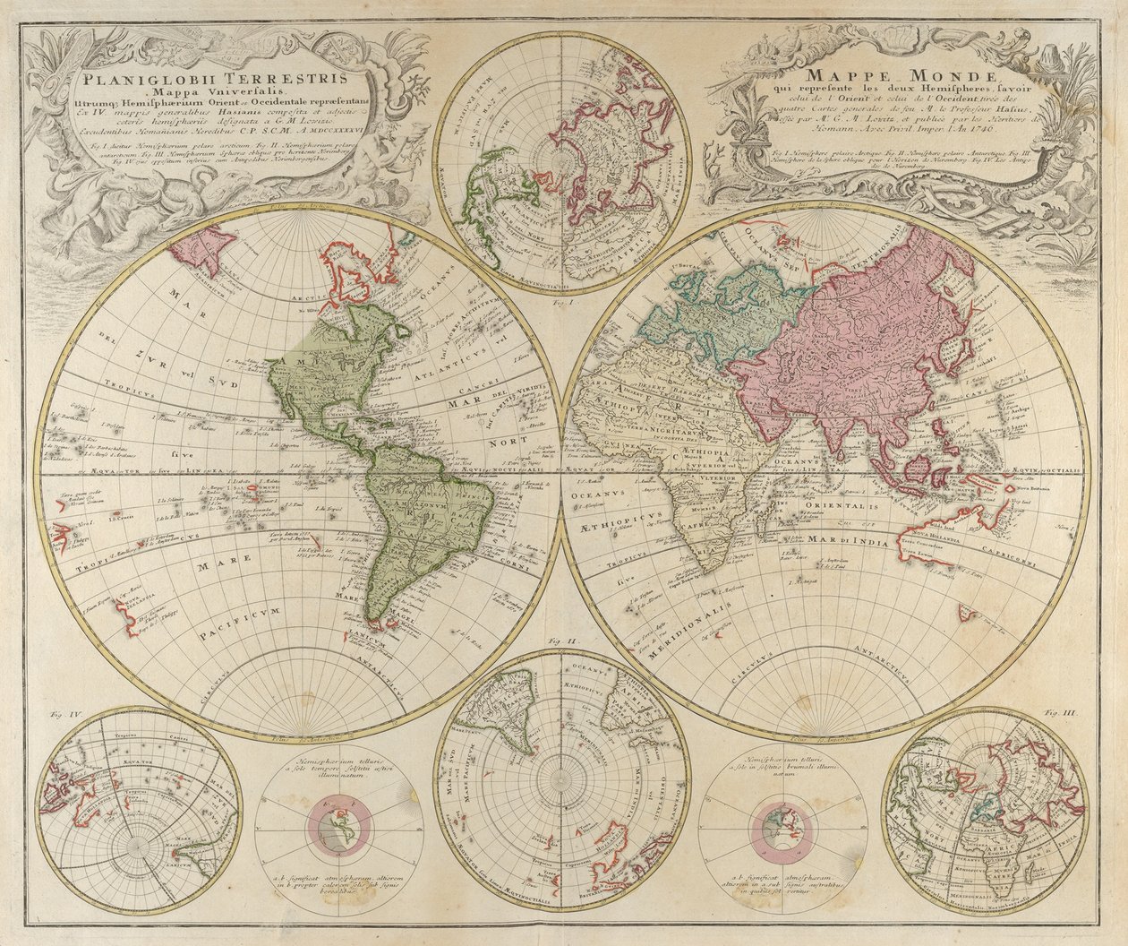 Planiglobii Terrestris Mappa Universalis..., 1746 autorstwa Johann Baptista Homann