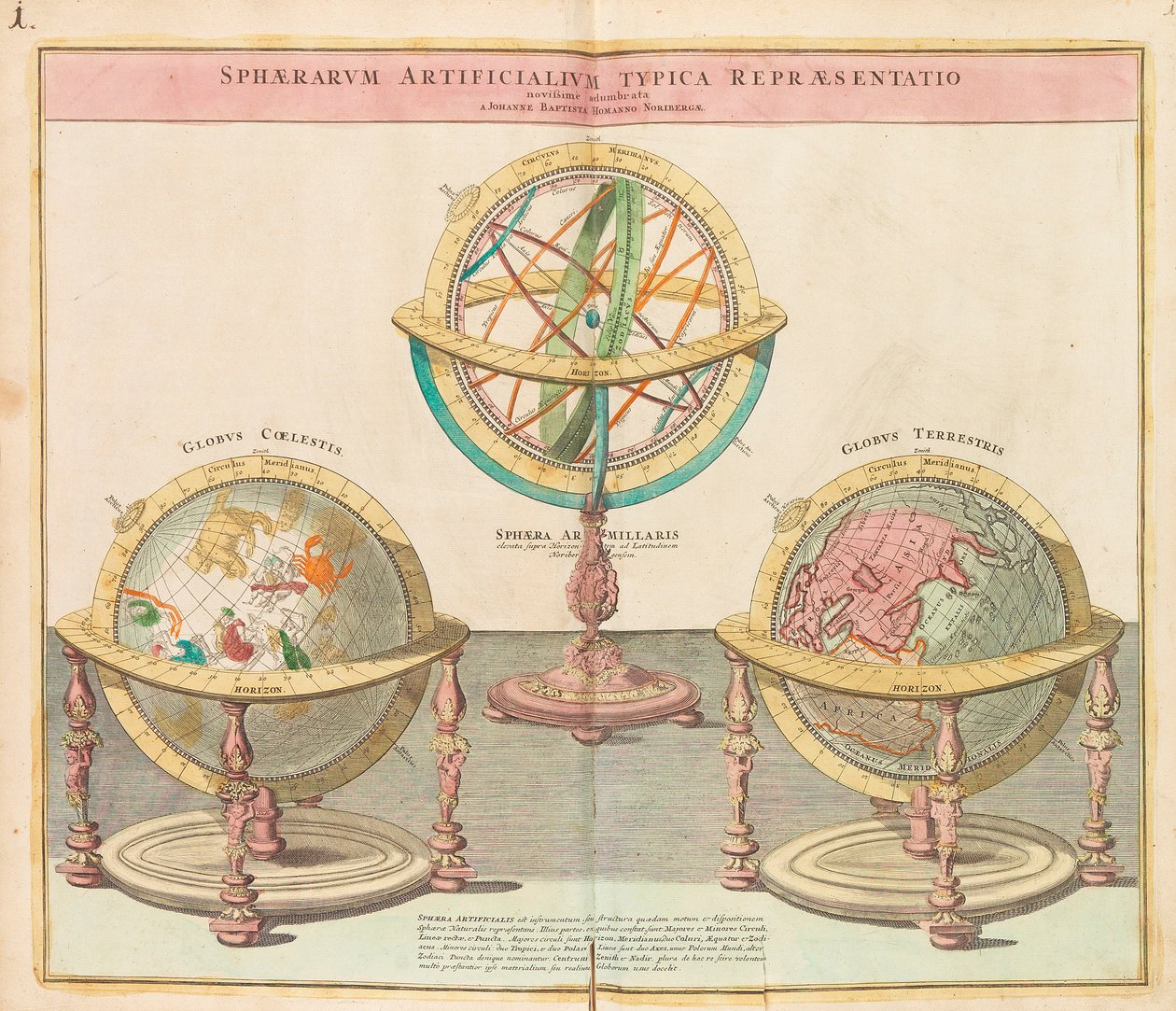 Globusy z Wielkiego Atlasu całego świata, 1725. autorstwa Johann Baptista Homann
