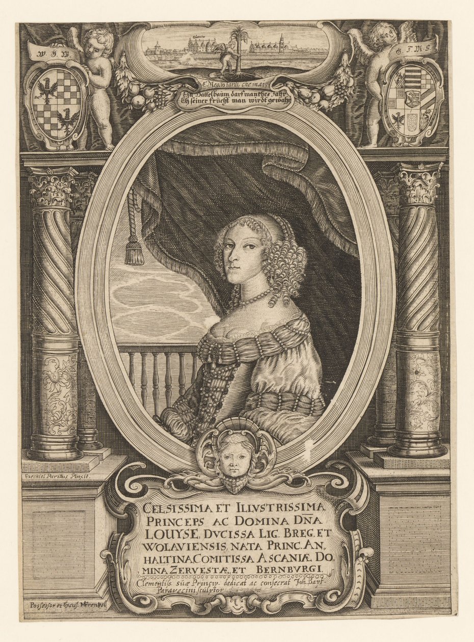 Ludwika Anhalt-Dessau 1631-1680, księżna legnicka, brzeska, wołowa i olawa, ok. 1930 r. 1660. autorstwa Johann Baptista Paravicini