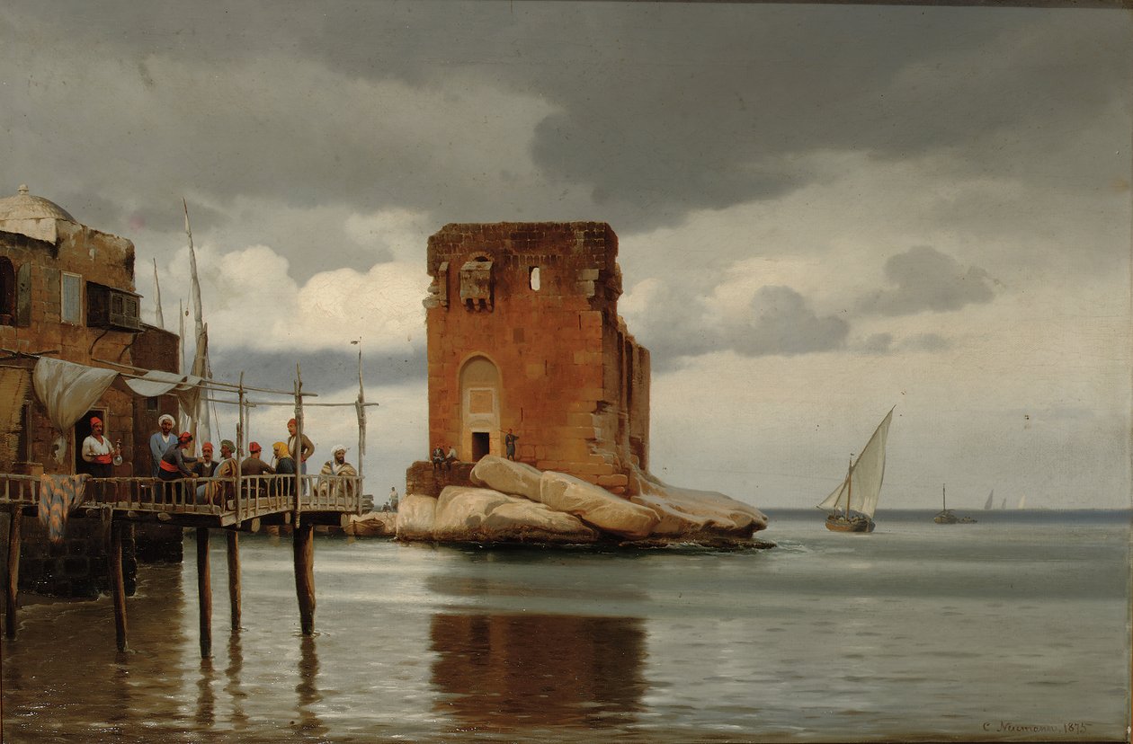 Ved powiedział Boden i Beyrouth. Scena portu z płatnym portem, Bejrut autorstwa Johann Carl Neumann