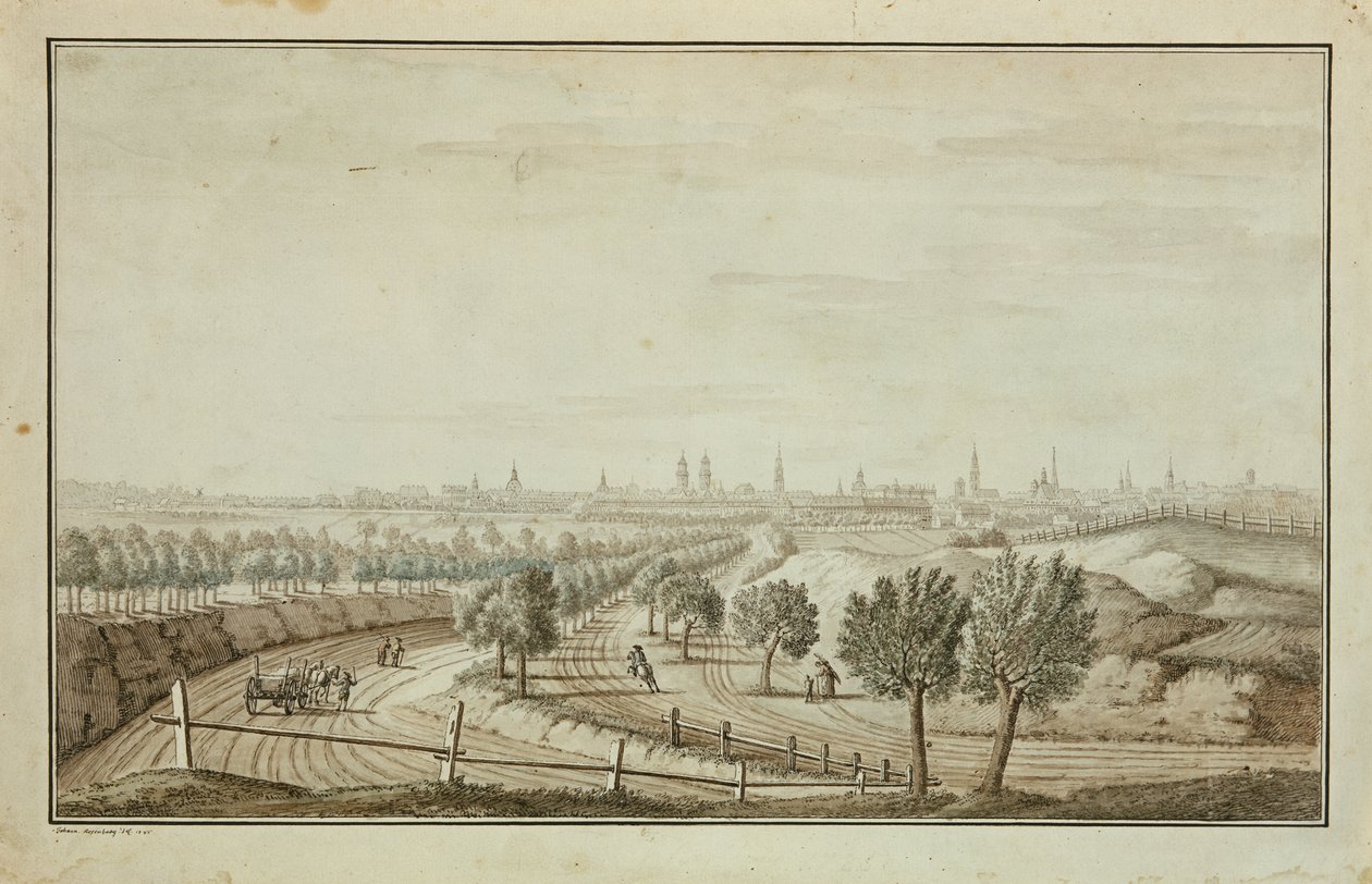 Widok na Bramę Hallesch autorstwa Johann Carl Wilhelm Rosenberg