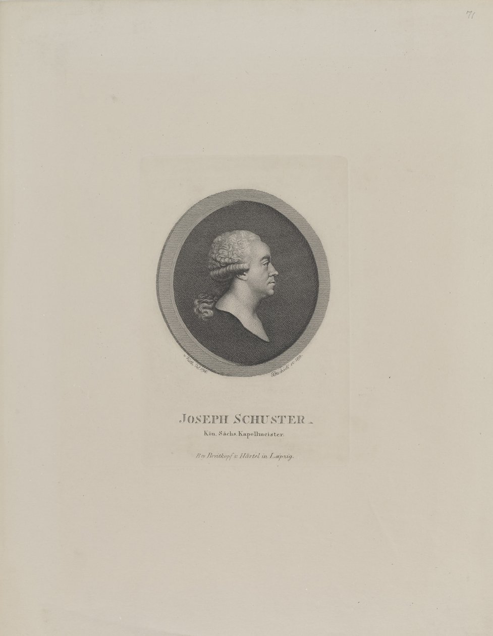 Portret kompozytora Josepha Schustera 1748-1812 , 1811. autorstwa Johann Christian Benjamin Gottschick