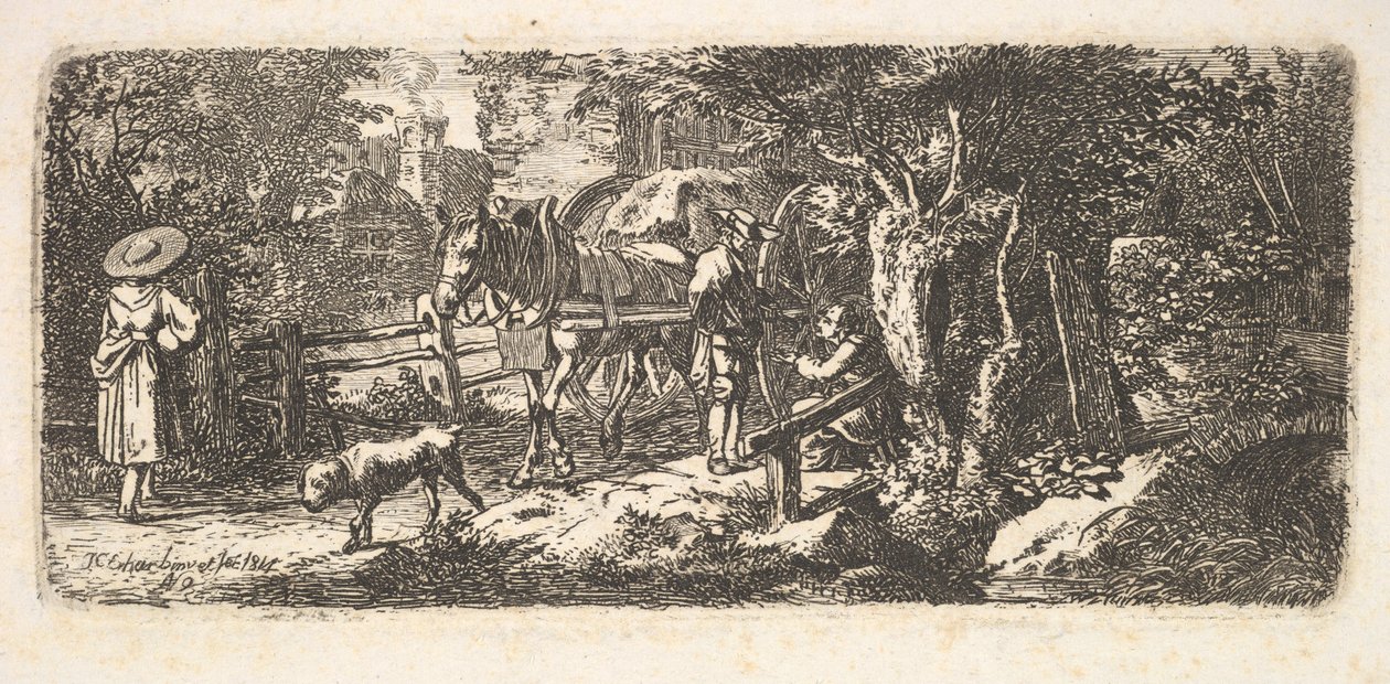 Jałmużna składana przez woźnicę, 1814 r. autorstwa Johann Christian Erhard