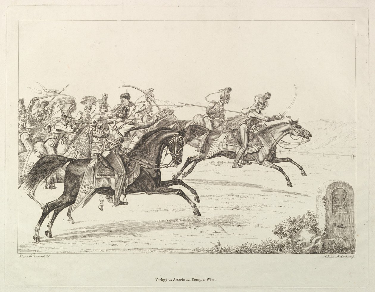Ułani austriaccy, początek XIX wieku. autorstwa Johann Christian Erhard