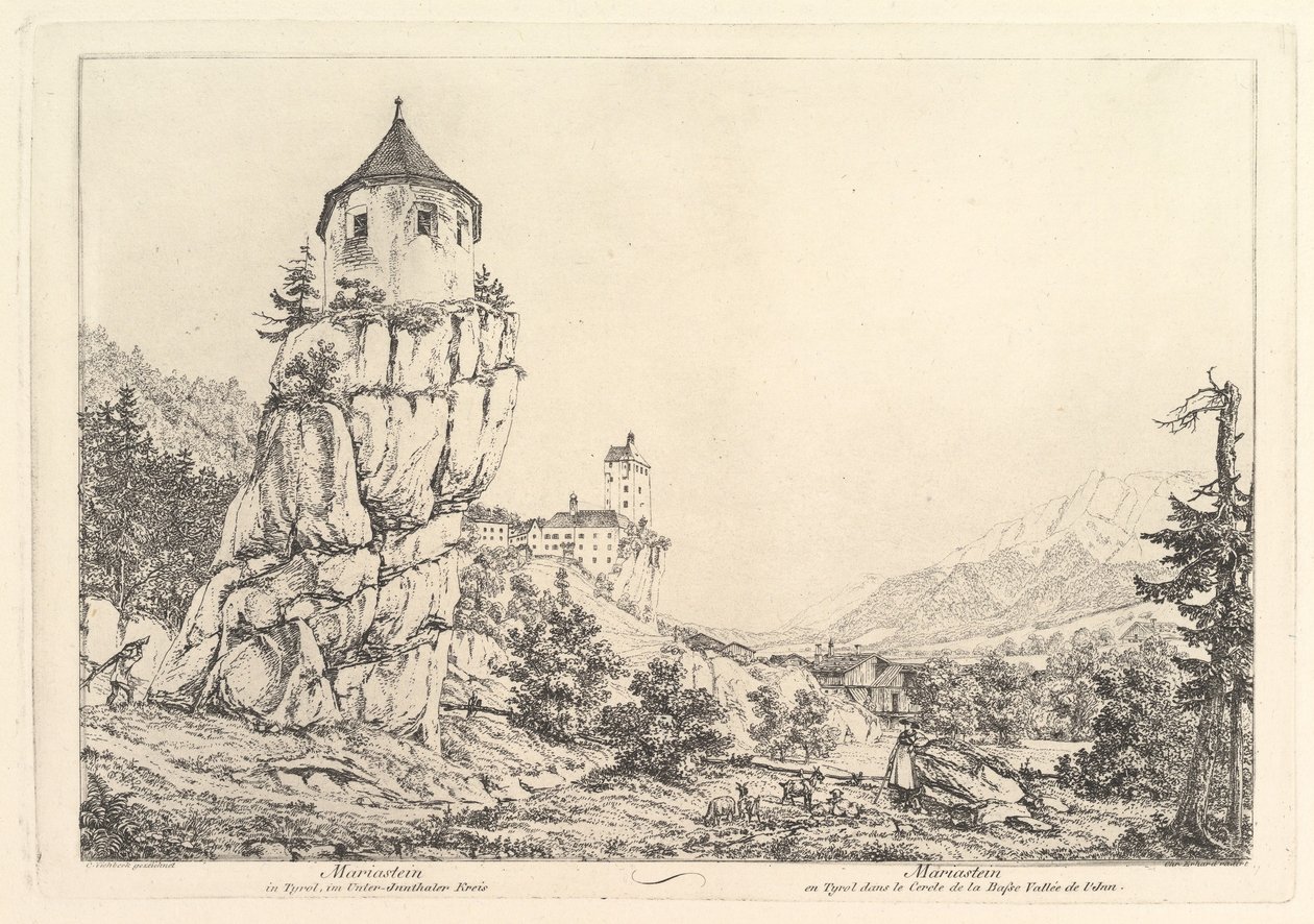 Krajobraz, Mariastein w Tyrolu, początek XIX wieku. autorstwa Johann Christian Erhard