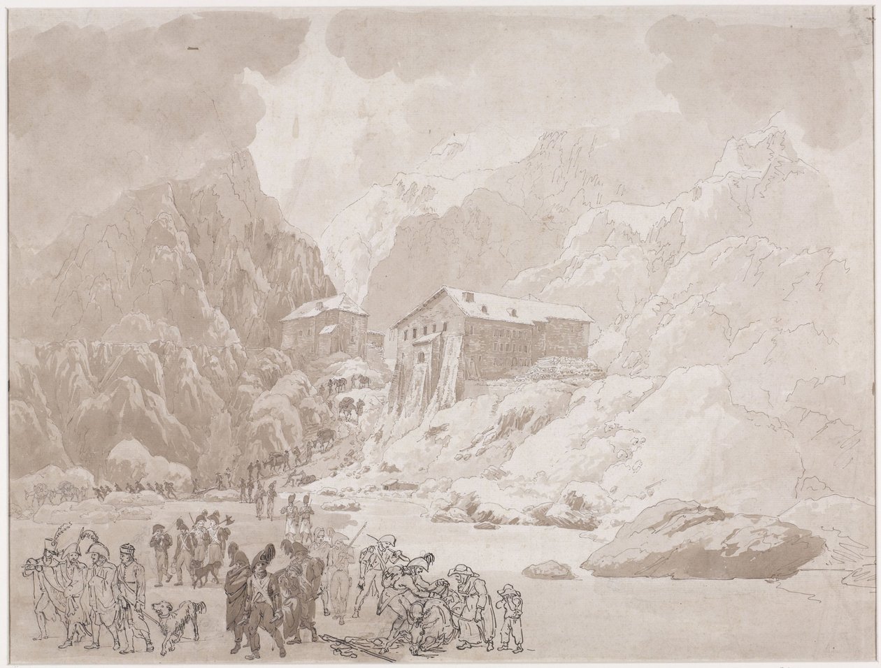 Przejście żołnierzy na Św. Bernardzie autorstwa Johann Christian Ernst Müller