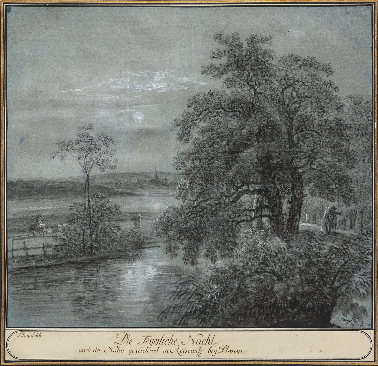 Ognista noc zaczerpnięta z natury w ReiseWitz bei Plauen. autorstwa Johann Christian Klengel