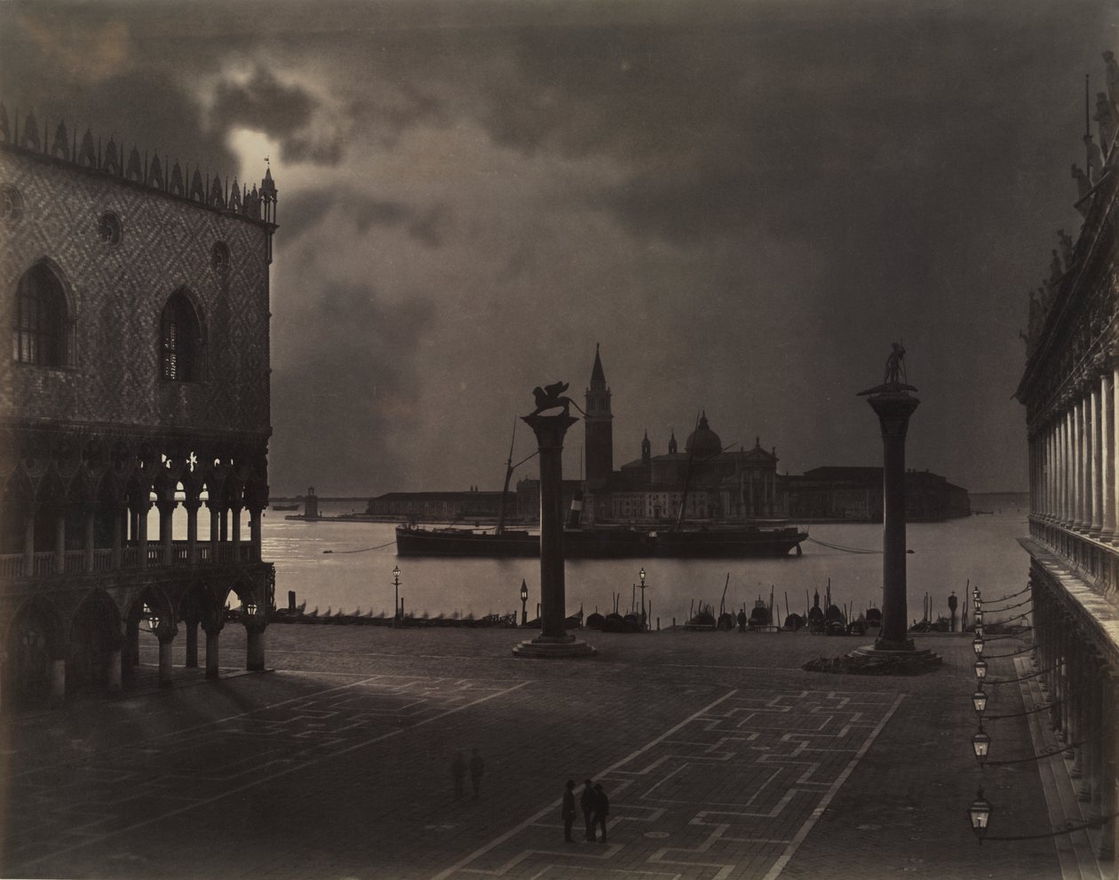 Wenecja: spoglądanie św. Marka na San Giorgio Maggiore w świetle księżyca autorstwa Johann Christian Neuber
