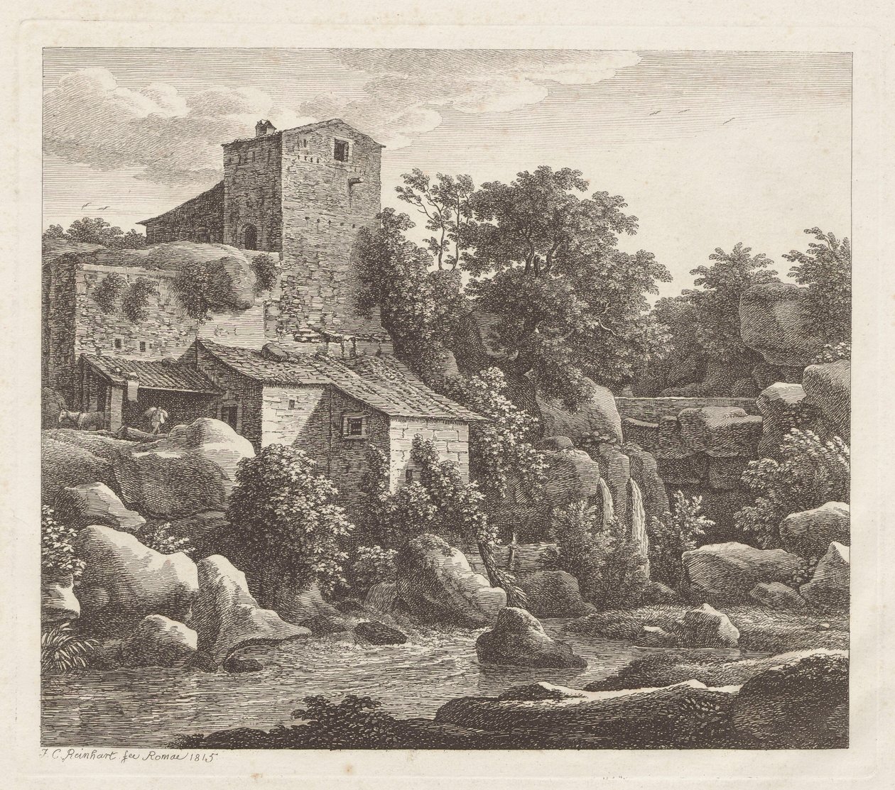 Dom nad górskim potokiem autorstwa Johann Christian Reinhart