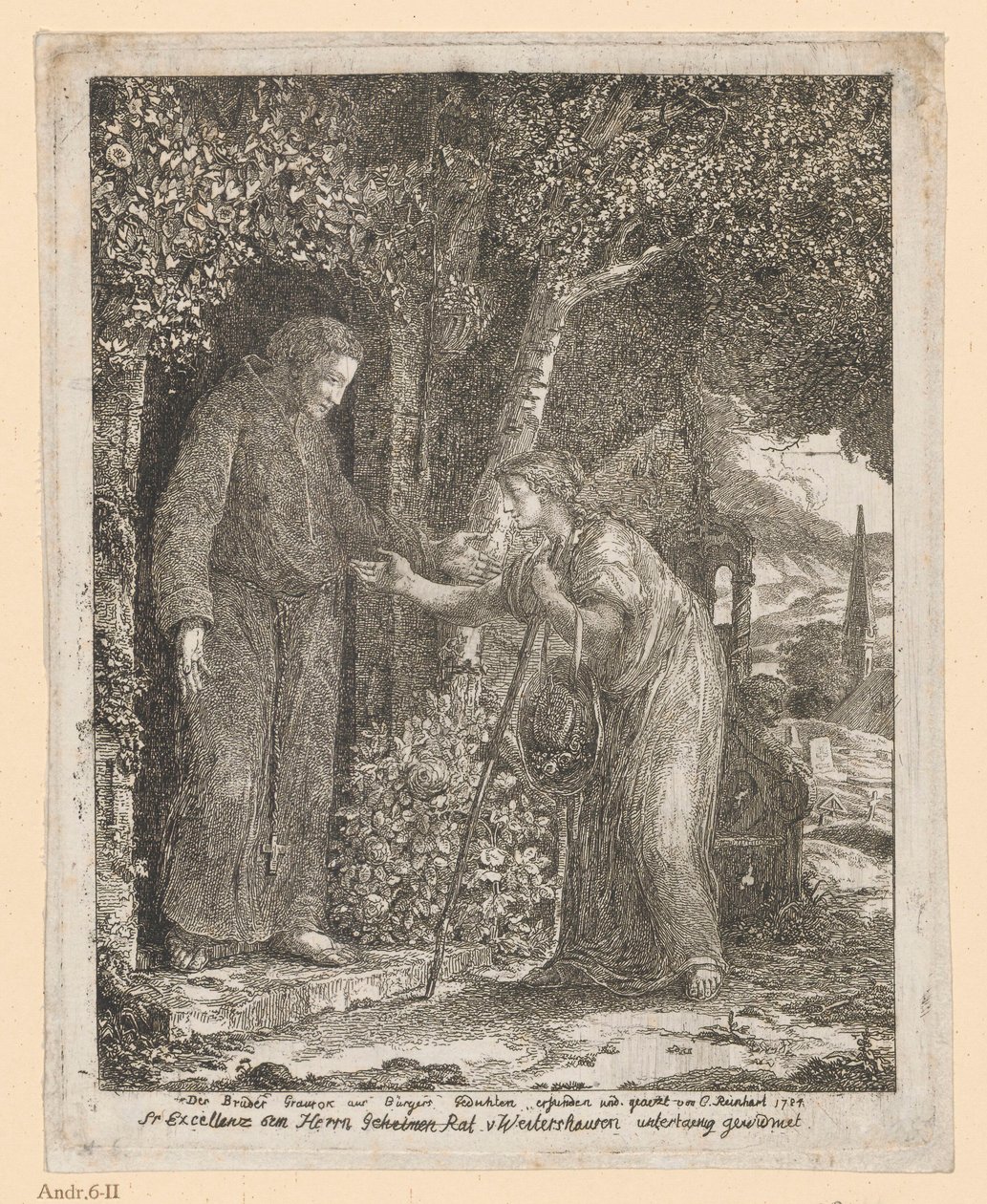 Ilustracja do ballady A.G. Bürgera „Brat Graurock i pątniczka” autorstwa Johann Christian Reinhart