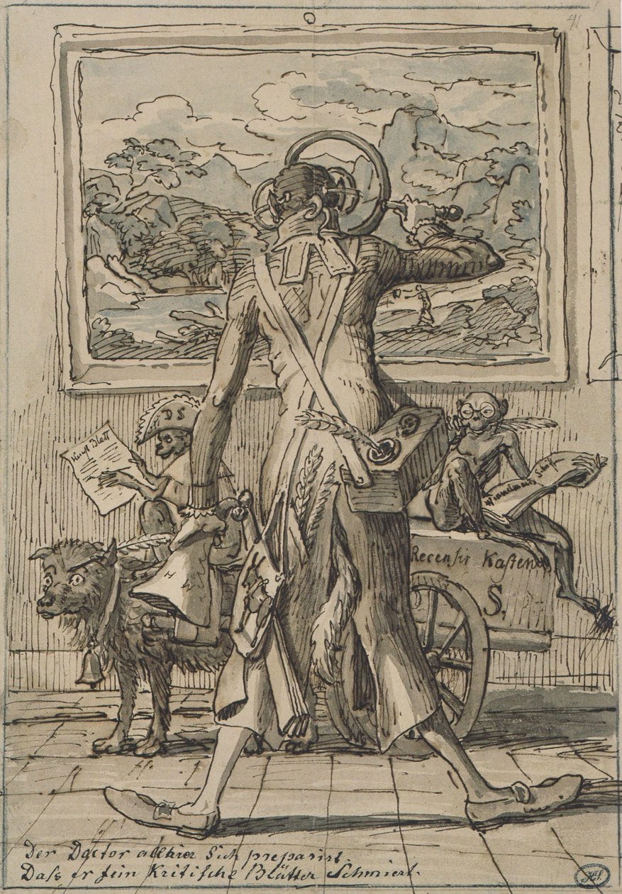 J C Reinhart Karykatura Ludwig Schorn 1833 autorstwa Johann Christian Reinhart