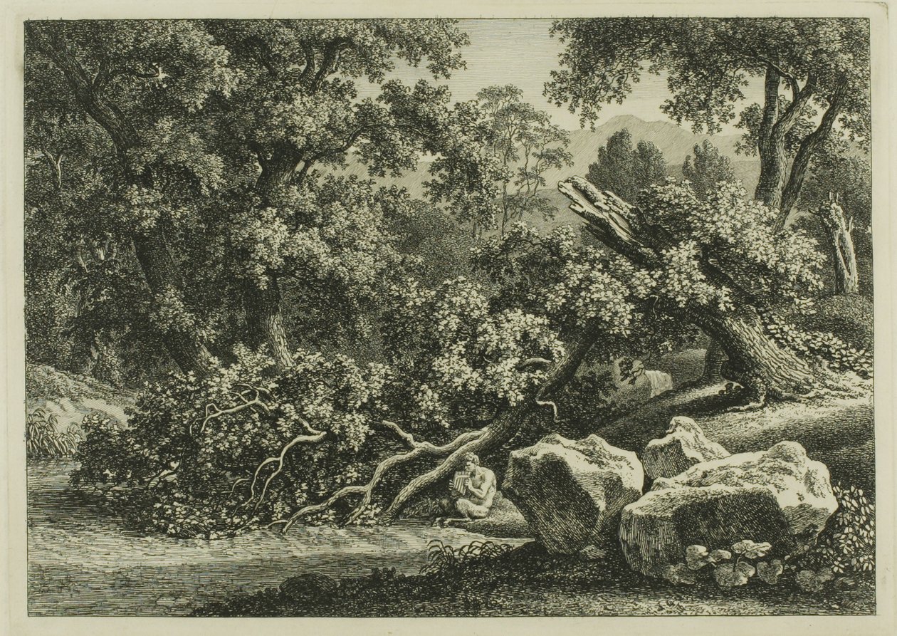 Krajobraz z panem grającym na flecie autorstwa Johann Christian Reinhart