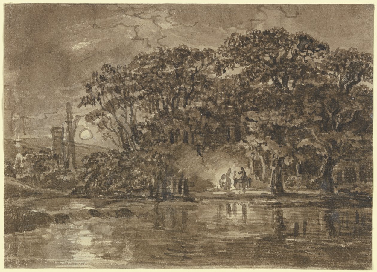 Nocny pejzaż rzeczny autorstwa Johann Christian Reinhart
