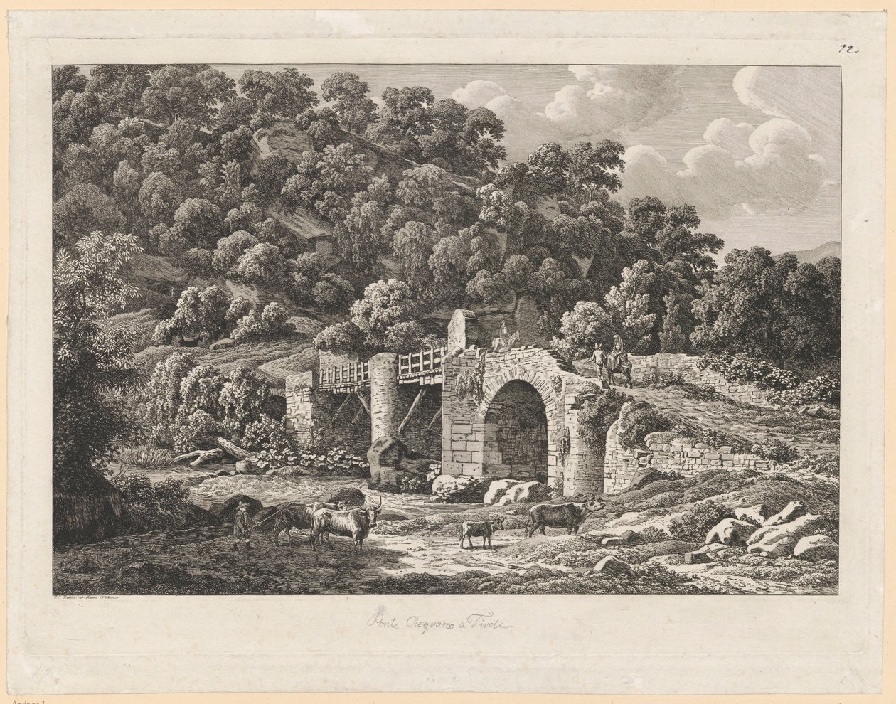 Pejzaż - Ponte Aquoreo a Tivoli autorstwa Johann Christian Reinhart