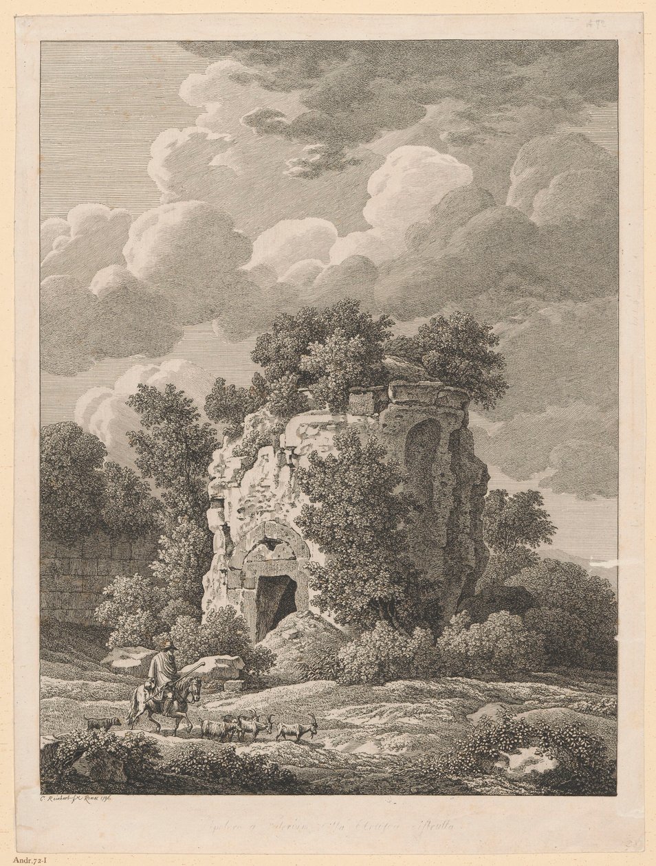 Pejzaż - Sepolcro a Falerium Cittae Etruscum autorstwa Johann Christian Reinhart