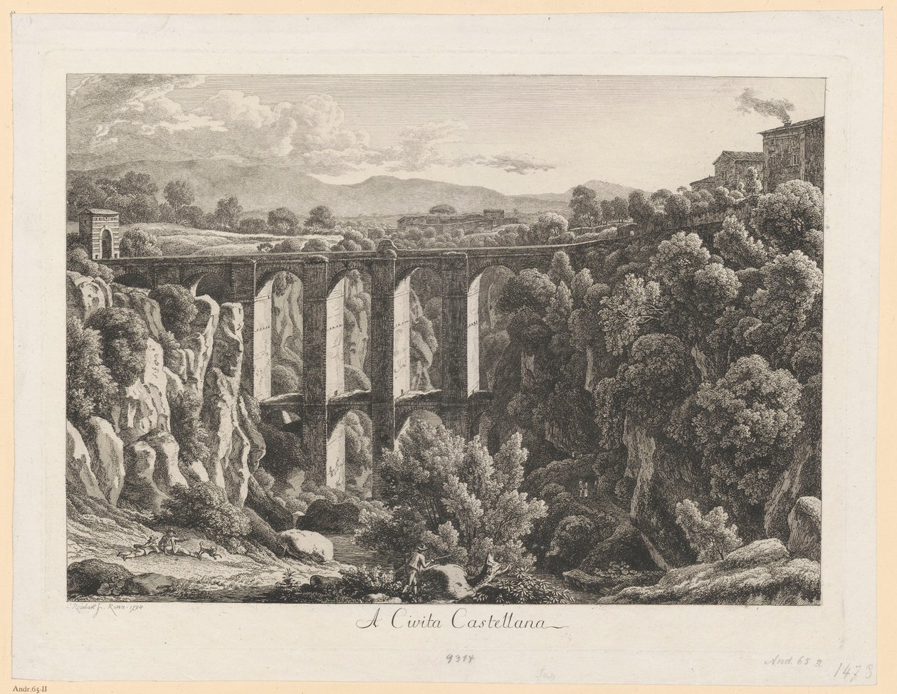 Pejzaż z akweduktem - Civita Castellana autorstwa Johann Christian Reinhart