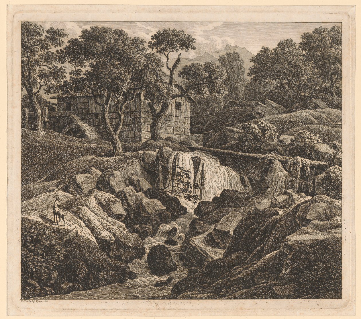 Pejzaż z wodospadem autorstwa Johann Christian Reinhart