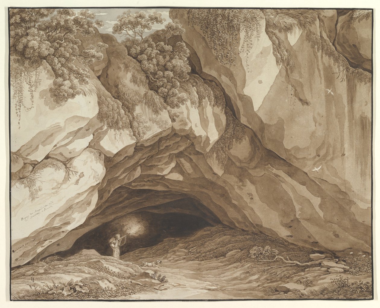 Skalisty krajobraz z myśliwymi autorstwa Johann Christian Reinhart