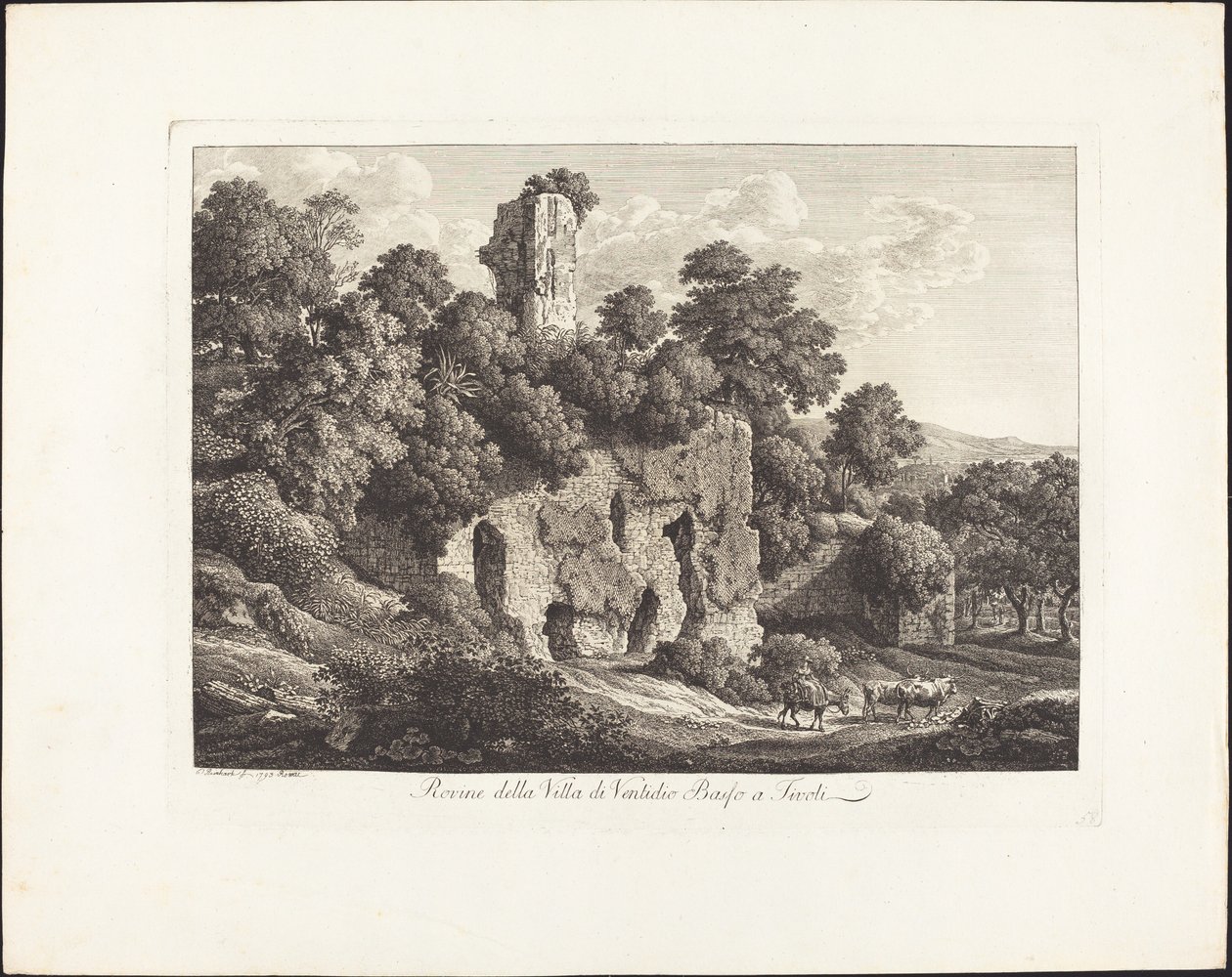 Ruiny willi Ventidio Basso w Tivoli autorstwa Johann Christian Reinhart